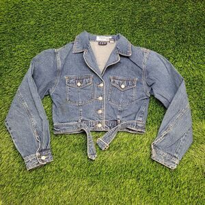 Vintage GAP Cropped Denim Jacket Womens 2XS/XS 17x18 Belted Waist
